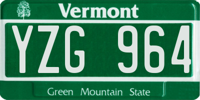 VT license plate YZG964