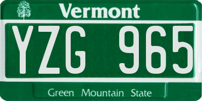 VT license plate YZG965