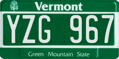 VT license plate YZG967