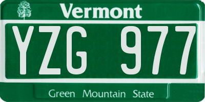 VT license plate YZG977
