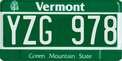 VT license plate YZG978