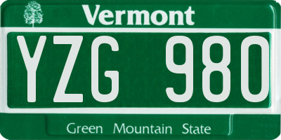 VT license plate YZG980