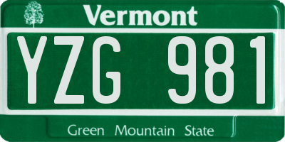 VT license plate YZG981