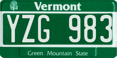 VT license plate YZG983