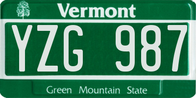 VT license plate YZG987