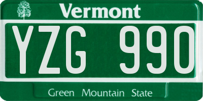 VT license plate YZG990