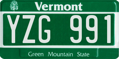 VT license plate YZG991