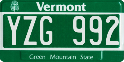 VT license plate YZG992