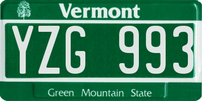VT license plate YZG993