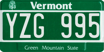 VT license plate YZG995