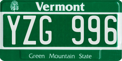 VT license plate YZG996