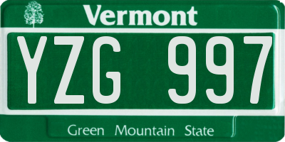 VT license plate YZG997