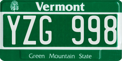 VT license plate YZG998