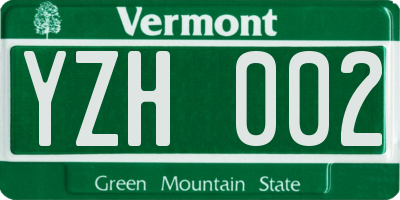 VT license plate YZH002
