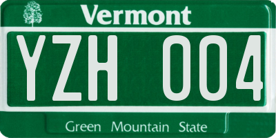VT license plate YZH004