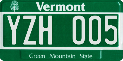 VT license plate YZH005