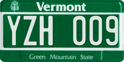 VT license plate YZH009