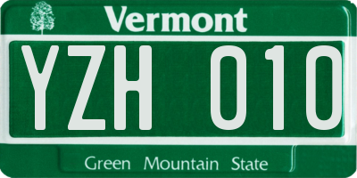 VT license plate YZH010