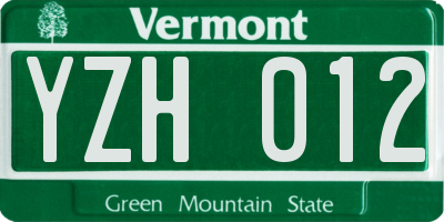 VT license plate YZH012