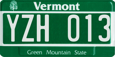 VT license plate YZH013