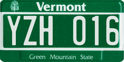 VT license plate YZH016