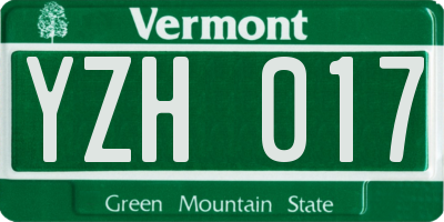 VT license plate YZH017