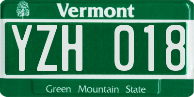 VT license plate YZH018