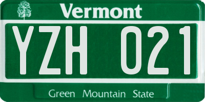 VT license plate YZH021