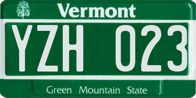 VT license plate YZH023