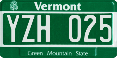 VT license plate YZH025