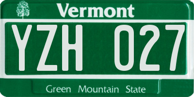 VT license plate YZH027