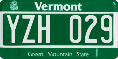 VT license plate YZH029