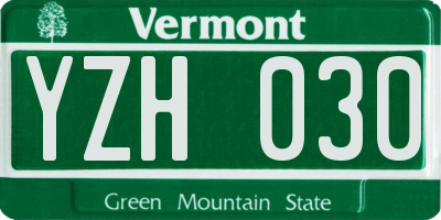 VT license plate YZH030
