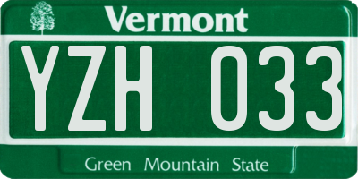 VT license plate YZH033