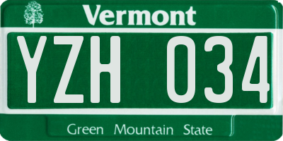 VT license plate YZH034