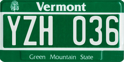VT license plate YZH036