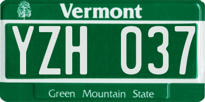 VT license plate YZH037