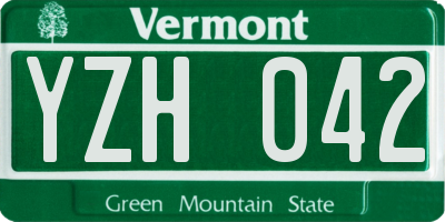 VT license plate YZH042