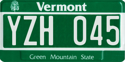 VT license plate YZH045