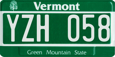 VT license plate YZH058