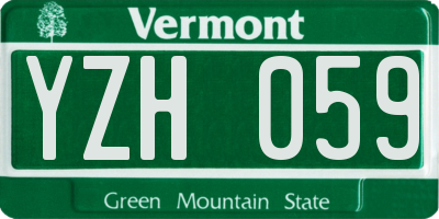 VT license plate YZH059