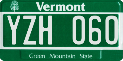 VT license plate YZH060