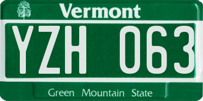 VT license plate YZH063