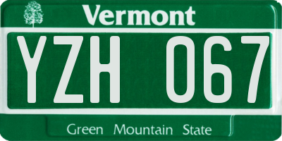 VT license plate YZH067