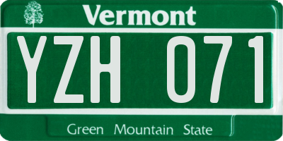 VT license plate YZH071