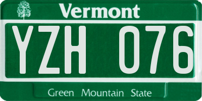 VT license plate YZH076