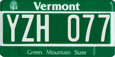 VT license plate YZH077