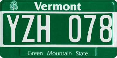 VT license plate YZH078