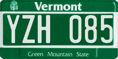 VT license plate YZH085
