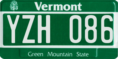 VT license plate YZH086